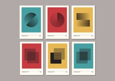 Minimum 20 'lik geometrik tasarım posterleri, ilkel şekilli vektör şablonları, modern hipster tarzı