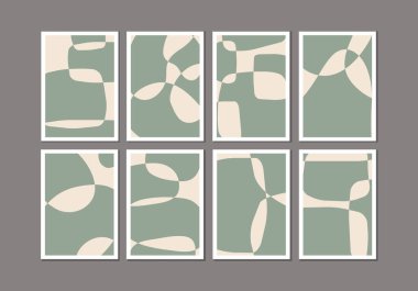 Modern kolaj tarzında soyut kompozisyonlar içeren asgari ortaçağ duvar resimleri poster, el ilanı, kart, broşür vb olarak kullanılabilir.