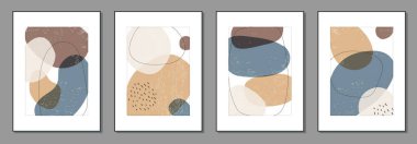 Duvar dekorasyonu, kartpostal ya da broşür tasarımı, vektör illüstrasyonu gibi ideal soyut yaratıcı minimal organik kompozisyonlar seti