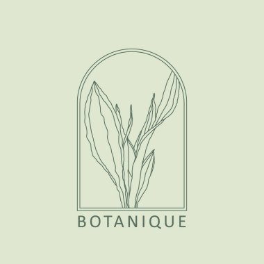 Modaya uygun botanik soyut bohem tasarım simgesi minimal doğrusal logo olarak idealdir