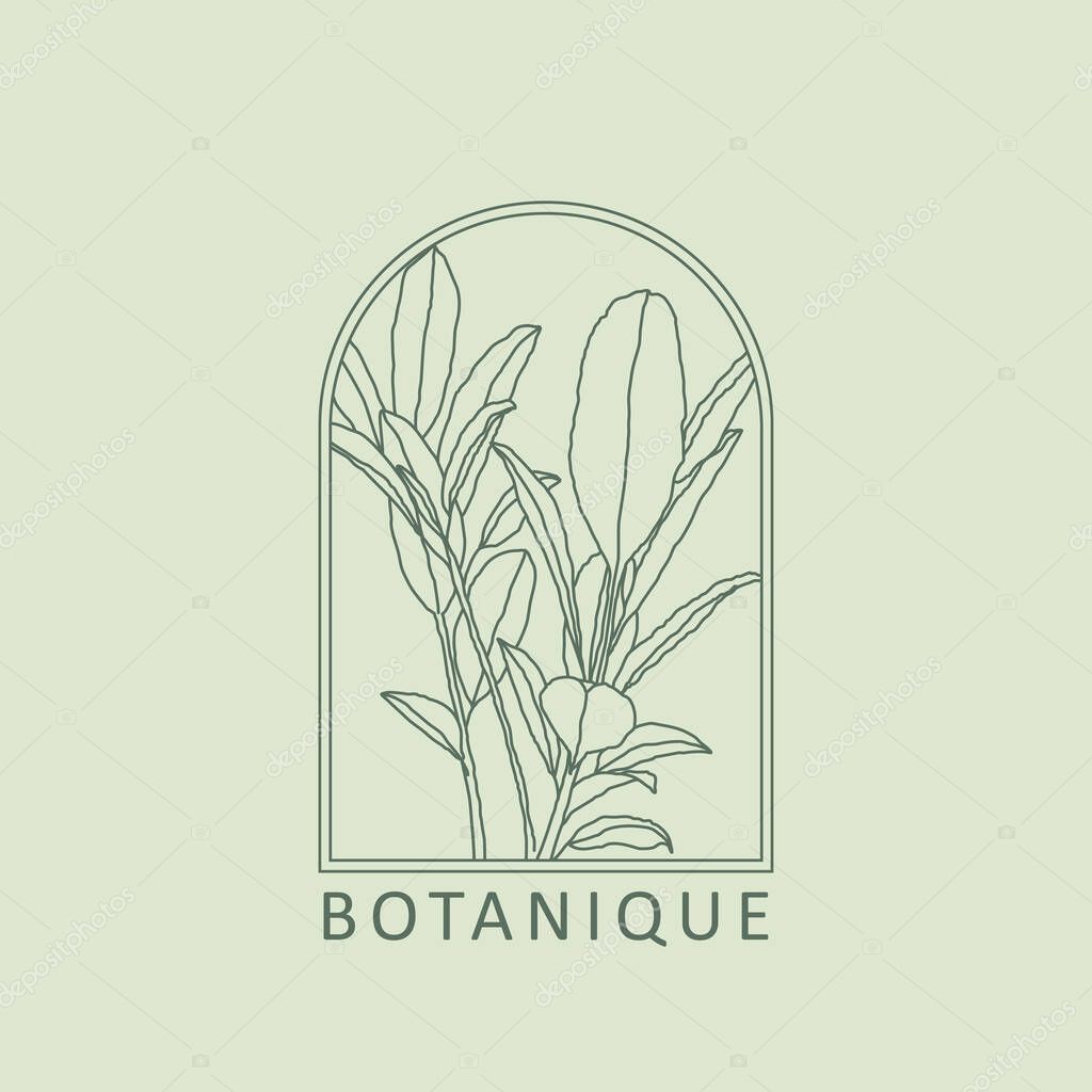 Trendy botanical abstract bohemian design icon ideal as minimalist linear logo