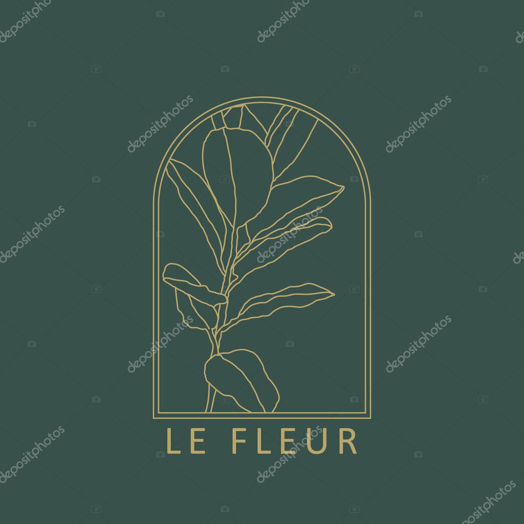 Trendy botanical abstract bohemian design icon ideal as minimalist linear logo