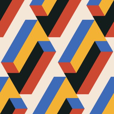 Soyut geometrik yaratıcı sanatsal kompozisyona sahip modaya uygun minimalist kusursuz desen retro vintage iç tasarım, duvar kağıdı, minimal arkaplan, vektör illüstrasyonu