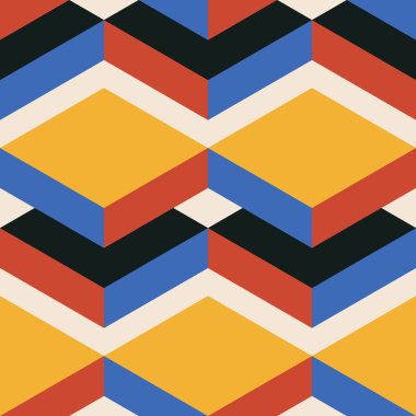 Soyut geometrik yaratıcı sanatsal kompozisyona sahip modaya uygun minimalist kusursuz desen retro vintage iç tasarım, duvar kağıdı, minimal arkaplan, vektör illüstrasyonu