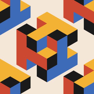 Soyut geometrik yaratıcı sanatsal kompozisyona sahip modaya uygun minimalist kusursuz desen retro vintage iç tasarım, duvar kağıdı, minimal arkaplan, vektör illüstrasyonu