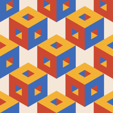 Soyut geometrik yaratıcı sanatsal kompozisyona sahip modaya uygun minimalist kusursuz desen retro vintage iç tasarım, duvar kağıdı, minimal arkaplan, vektör illüstrasyonu