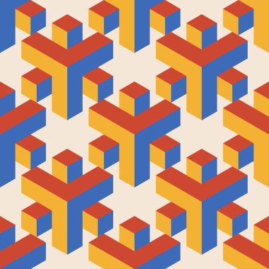 Soyut geometrik yaratıcı sanatsal kompozisyona sahip modaya uygun minimalist kusursuz desen retro vintage iç tasarım, duvar kağıdı, minimal arkaplan, vektör illüstrasyonu