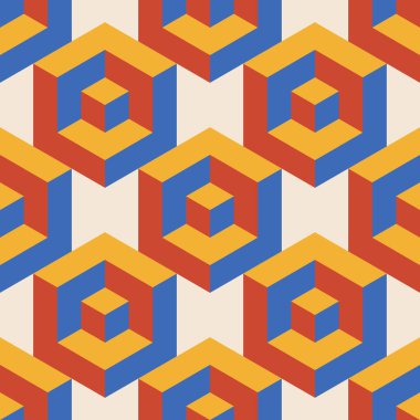 Soyut geometrik yaratıcı sanatsal kompozisyona sahip modaya uygun minimalist kusursuz desen retro vintage iç tasarım, duvar kağıdı, minimal arkaplan, vektör illüstrasyonu