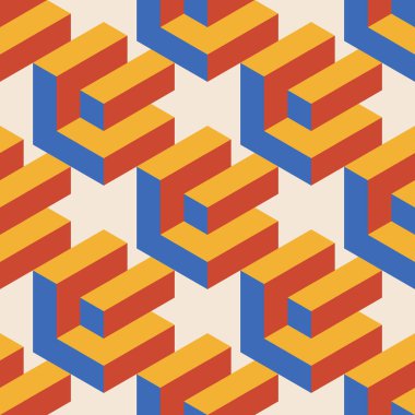 Soyut geometrik yaratıcı sanatsal kompozisyona sahip modaya uygun minimalist kusursuz desen retro vintage iç tasarım, duvar kağıdı, minimal arkaplan, vektör illüstrasyonu