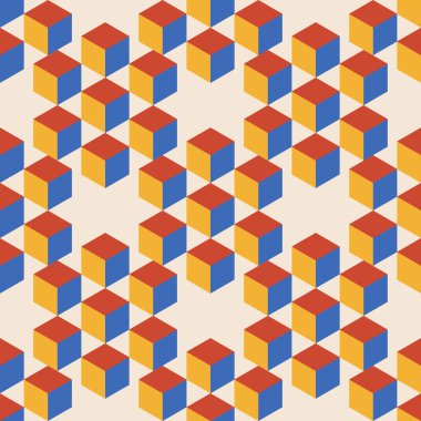 Soyut geometrik yaratıcı sanatsal kompozisyona sahip modaya uygun minimalist kusursuz desen retro vintage iç tasarım, duvar kağıdı, minimal arkaplan, vektör illüstrasyonu