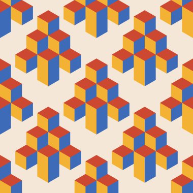 Soyut geometrik yaratıcı sanatsal kompozisyona sahip modaya uygun minimalist kusursuz desen retro vintage iç tasarım, duvar kağıdı, minimal arkaplan, vektör illüstrasyonu