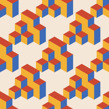 Soyut geometrik yaratıcı sanatsal kompozisyona sahip modaya uygun minimalist kusursuz desen retro vintage iç tasarım, duvar kağıdı, minimal arkaplan, vektör illüstrasyonu