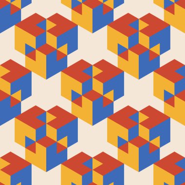 Soyut geometrik yaratıcı sanatsal kompozisyona sahip modaya uygun minimalist kusursuz desen retro vintage iç tasarım, duvar kağıdı, minimal arkaplan, vektör illüstrasyonu