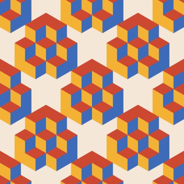 Soyut geometrik yaratıcı sanatsal kompozisyona sahip modaya uygun minimalist kusursuz desen retro vintage iç tasarım, duvar kağıdı, minimal arkaplan, vektör illüstrasyonu