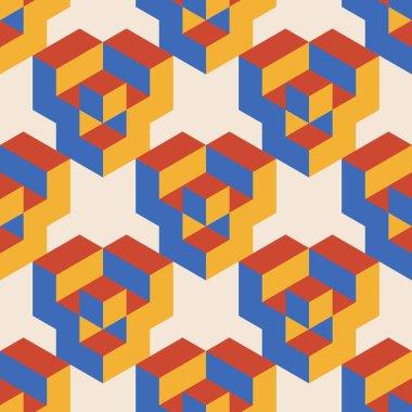 Soyut geometrik yaratıcı sanatsal kompozisyona sahip modaya uygun minimalist kusursuz desen retro vintage iç tasarım, duvar kağıdı, minimal arkaplan, vektör illüstrasyonu