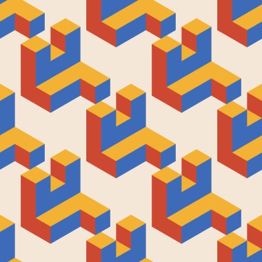 Soyut geometrik yaratıcı sanatsal kompozisyona sahip modaya uygun minimalist kusursuz desen retro vintage iç tasarım, duvar kağıdı, minimal arkaplan, vektör illüstrasyonu