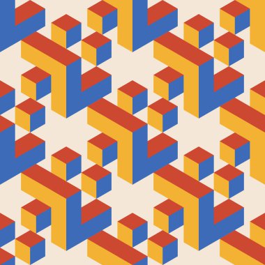 Soyut geometrik yaratıcı sanatsal kompozisyona sahip modaya uygun minimalist kusursuz desen retro vintage iç tasarım, duvar kağıdı, minimal arkaplan, vektör illüstrasyonu