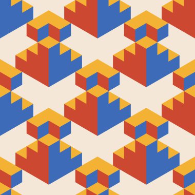 Soyut geometrik yaratıcı sanatsal kompozisyona sahip modaya uygun minimalist kusursuz desen retro vintage iç tasarım, duvar kağıdı, minimal arkaplan, vektör illüstrasyonu