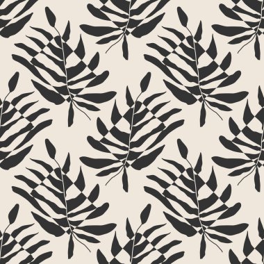 İç tasarım, duvar kâğıdı, minimal arkaplan, vektör illüstrasyonu için ideal nötr renklerde soyut el yazması kompozisyonu ile son derece minimalist, kusursuz botanik desen