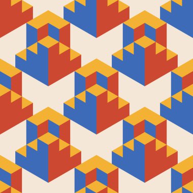 Soyut geometrik yaratıcı sanatsal kompozisyona sahip modaya uygun minimalist kusursuz desen retro vintage iç tasarım, duvar kağıdı, minimal arkaplan, vektör illüstrasyonu