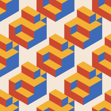 Soyut geometrik yaratıcı sanatsal kompozisyona sahip modaya uygun minimalist kusursuz desen retro vintage iç tasarım, duvar kağıdı, minimal arkaplan, vektör illüstrasyonu