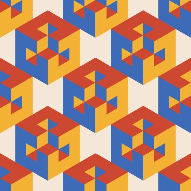 Soyut geometrik yaratıcı sanatsal kompozisyona sahip modaya uygun minimalist kusursuz desen retro vintage iç tasarım, duvar kağıdı, minimal arkaplan, vektör illüstrasyonu