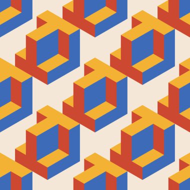 Soyut geometrik yaratıcı sanatsal kompozisyona sahip modaya uygun minimalist kusursuz desen retro vintage iç tasarım, duvar kağıdı, minimal arkaplan, vektör illüstrasyonu