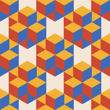 Soyut geometrik yaratıcı sanatsal kompozisyona sahip modaya uygun minimalist kusursuz desen retro vintage iç tasarım, duvar kağıdı, minimal arkaplan, vektör illüstrasyonu