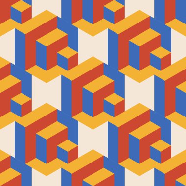 Soyut geometrik yaratıcı sanatsal kompozisyona sahip modaya uygun minimalist kusursuz desen retro vintage iç tasarım, duvar kağıdı, minimal arkaplan, vektör illüstrasyonu