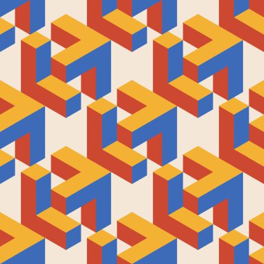 Soyut geometrik yaratıcı sanatsal kompozisyona sahip modaya uygun minimalist kusursuz desen retro vintage iç tasarım, duvar kağıdı, minimal arkaplan, vektör illüstrasyonu