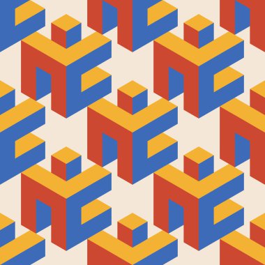 Soyut geometrik yaratıcı sanatsal kompozisyona sahip modaya uygun minimalist kusursuz desen retro vintage iç tasarım, duvar kağıdı, minimal arkaplan, vektör illüstrasyonu