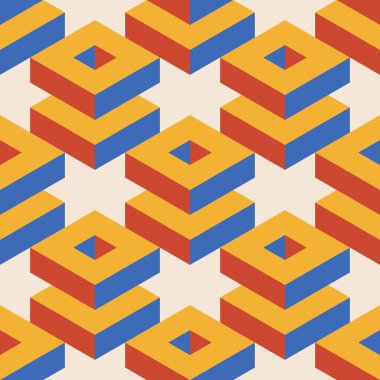 Soyut geometrik yaratıcı sanatsal kompozisyona sahip modaya uygun minimalist kusursuz desen retro vintage iç tasarım, duvar kağıdı, minimal arkaplan, vektör illüstrasyonu