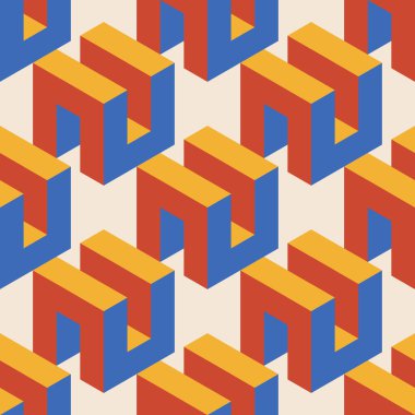 Soyut geometrik yaratıcı sanatsal kompozisyona sahip modaya uygun minimalist kusursuz desen retro vintage iç tasarım, duvar kağıdı, minimal arkaplan, vektör illüstrasyonu