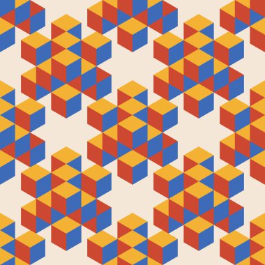 Soyut geometrik yaratıcı sanatsal kompozisyona sahip modaya uygun minimalist kusursuz desen retro vintage iç tasarım, duvar kağıdı, minimal arkaplan, vektör illüstrasyonu