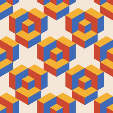 Soyut geometrik yaratıcı sanatsal kompozisyona sahip modaya uygun minimalist kusursuz desen retro vintage iç tasarım, duvar kağıdı, minimal arkaplan, vektör illüstrasyonu