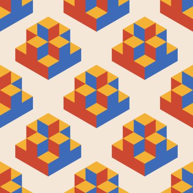 Soyut geometrik yaratıcı sanatsal kompozisyona sahip modaya uygun minimalist kusursuz desen retro vintage iç tasarım, duvar kağıdı, minimal arkaplan, vektör illüstrasyonu