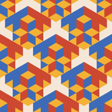 Soyut geometrik yaratıcı sanatsal kompozisyona sahip modaya uygun minimalist kusursuz desen retro vintage iç tasarım, duvar kağıdı, minimal arkaplan, vektör illüstrasyonu