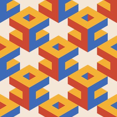 Soyut geometrik yaratıcı sanatsal kompozisyona sahip modaya uygun minimalist kusursuz desen retro vintage iç tasarım, duvar kağıdı, minimal arkaplan, vektör illüstrasyonu