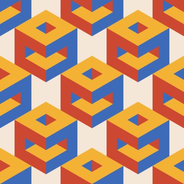 Soyut geometrik yaratıcı sanatsal kompozisyona sahip modaya uygun minimalist kusursuz desen retro vintage iç tasarım, duvar kağıdı, minimal arkaplan, vektör illüstrasyonu