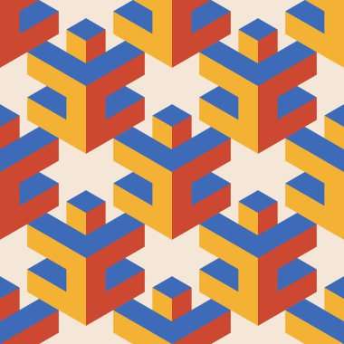 Soyut geometrik yaratıcı sanatsal kompozisyona sahip modaya uygun minimalist kusursuz desen retro vintage iç tasarım, duvar kağıdı, minimal arkaplan, vektör illüstrasyonu