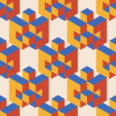 Soyut geometrik yaratıcı sanatsal kompozisyona sahip modaya uygun minimalist kusursuz desen retro vintage iç tasarım, duvar kağıdı, minimal arkaplan, vektör illüstrasyonu