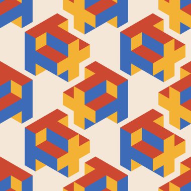 Soyut geometrik yaratıcı sanatsal kompozisyona sahip modaya uygun minimalist kusursuz desen retro vintage iç tasarım, duvar kağıdı, minimal arkaplan, vektör illüstrasyonu