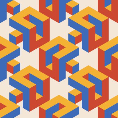 Soyut geometrik yaratıcı sanatsal kompozisyona sahip modaya uygun minimalist kusursuz desen retro vintage iç tasarım, duvar kağıdı, minimal arkaplan, vektör illüstrasyonu