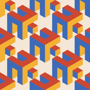 Soyut geometrik yaratıcı sanatsal kompozisyona sahip modaya uygun minimalist kusursuz desen retro vintage iç tasarım, duvar kağıdı, minimal arkaplan, vektör illüstrasyonu