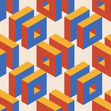 Soyut geometrik yaratıcı sanatsal kompozisyona sahip modaya uygun minimalist kusursuz desen retro vintage iç tasarım, duvar kağıdı, minimal arkaplan, vektör illüstrasyonu