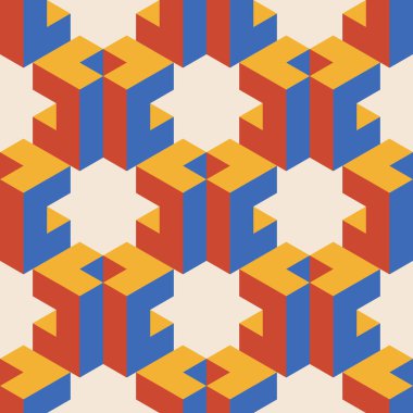 Soyut geometrik yaratıcı sanatsal kompozisyona sahip modaya uygun minimalist kusursuz desen retro vintage iç tasarım, duvar kağıdı, minimal arkaplan, vektör illüstrasyonu