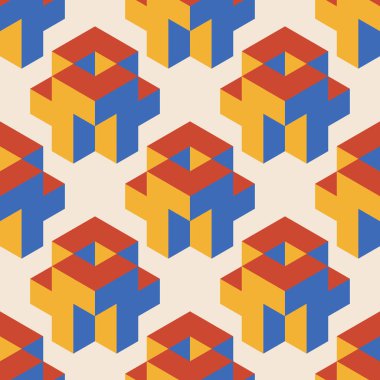 Soyut geometrik yaratıcı sanatsal kompozisyona sahip modaya uygun minimalist kusursuz desen retro vintage iç tasarım, duvar kağıdı, minimal arkaplan, vektör illüstrasyonu