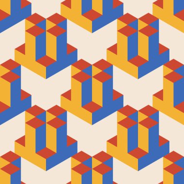 Soyut geometrik yaratıcı sanatsal kompozisyona sahip modaya uygun minimalist kusursuz desen retro vintage iç tasarım, duvar kağıdı, minimal arkaplan, vektör illüstrasyonu