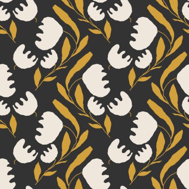 İç tasarım, duvar kâğıdı, minimal arkaplan, vektör illüstrasyonu için ideal nötr renklerde soyut el yazması kompozisyonu ile son derece minimalist, kusursuz botanik desen