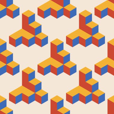 Soyut geometrik yaratıcı sanatsal kompozisyona sahip modaya uygun minimalist kusursuz desen retro vintage iç tasarım, duvar kağıdı, minimal arkaplan, vektör illüstrasyonu